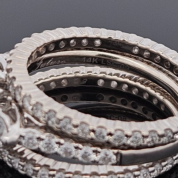 14KT White Gold Pear Diamond 3 Piece Wedding Ring Set 2.58TCW Size 7 - Picture 12 of 16